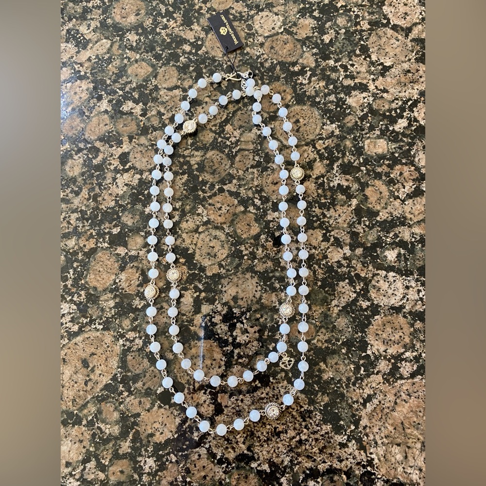 NWT VSA Luxury Moonstone & Silver Wrap Necklace